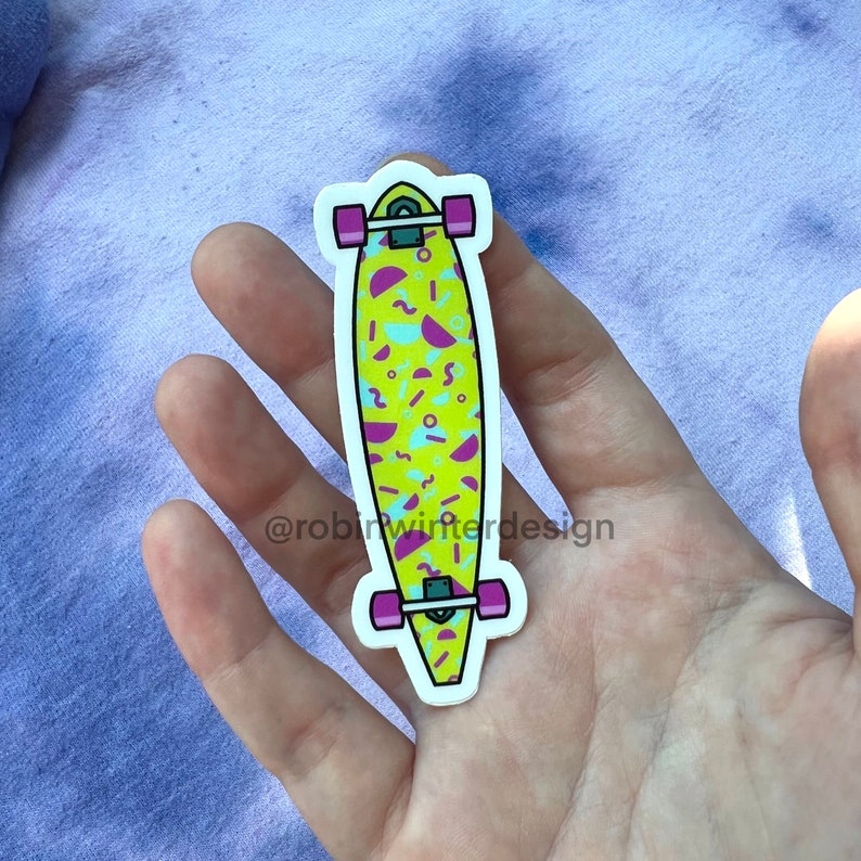 Retro Longboard Sticker Etsy