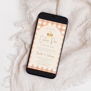 Cutie Pie Baby Shower Evite, Fall Baby Shower Invite, Thanksgiving Baby Shower, Boy, Girl, Gender Neutral Autumn Baby, Editable Template