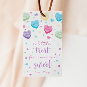 Editable Valentine gift tag for kids, Valentine Gift Tag Printable, Valentine Tag Printable, Conversation Hearts gift tag, Instant Download