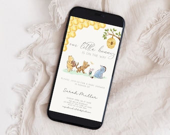 Classic Winnie the Pooh Baby Shower Evite, Winnie the Pooh Baby Shower Invite, Pooh Baby Shower Theme, Pooh Bear Baby Shower, Template