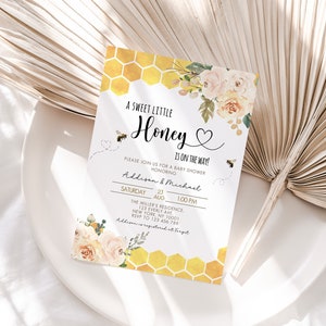 Little Honey Baby Shower Invitation, Babee Baby Shower Invitation, Honey Bee Baby Shower Invitation Boy, Sweet as can Bee Invite, Editable