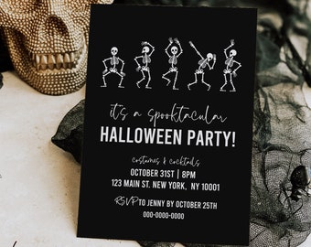 Halloween Party Invitation, Halloween Party Invite, Pastel Halloween Invitation, Pink Halloween Invitation Girl, Editable Invitation