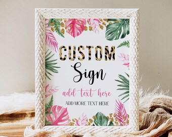 Two Wild Birthday Custom Sign Girl Leopard Print, Two Wild Birthday Party Decor, Two Wild Sign, Editable Two Wild Birthday Decor, Template