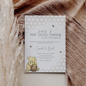Classic Winnie the Pooh Baby Shower Invitation, Classic Winnie the Pooh Baby Shower Invite, Baby Shower Invitation Neutral, Template