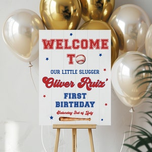 Rookie of the Year Welcome Sign, Baseball Birthday Welcome Sign, Rookie Birthday Welcome Sign, Birthday Decor, Boy 1st Birthday, Template