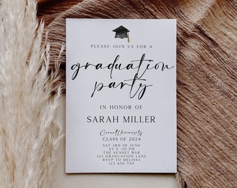 Graduation Party Invite, Graduation Invitation Template, High School Graduation, College Grad, Graduation Party Invite, Grad Party, Template