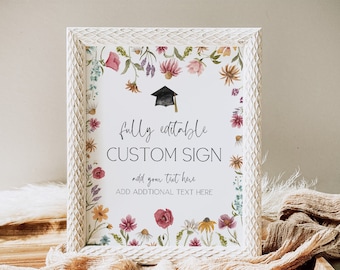 Wildflower Graduation Custom Sign, Grad Custom Sign, Wildflower Graduation Sign, Graduate Sign, Wildflower Grad Party Decor, Template 8x10