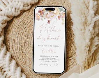 Muttertags-Brunch-Einladung, Muttertags-Brunch-Einladung, Mamas Party-Einladung, digitale Einladung, Muttertagseinladung, bearbeitbare Vorlage