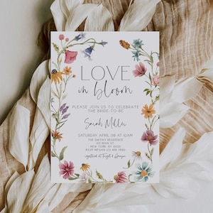 Love in Bloom Bridal Shower Invitation, Wildflower Bridal Shower Invite, Spring Bridal Shower Invite, Floral Bridal Shower, Template