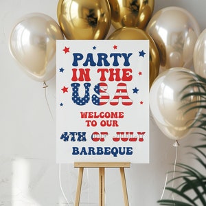 4th of July Party Decor, 4th of July Welcome Sign, 4th of July Decor, 4th of July Party Ideas, 4th of July BBQ, Editable Template