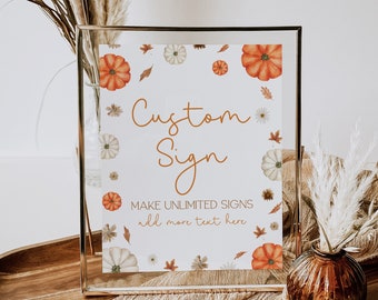 Enseigne personnalisée pour baby shower petite citrouille, enseigne personnalisée pour baby shower de citrouille, décorations de baby shower citrouilles, enseigne pour baby shower citrouilles, modèle