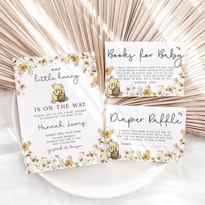 Classic Winnie the Pooh Baby Shower Invitation, Classic Winnie the Pooh Baby Shower Invite, Baby Shower Invitation Neutral, Editable