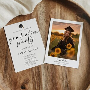 Graduation Party Invitation, Graduation Invitation, Graduation Announcement, Graduation, High School, Minimal,  With Photo, Template