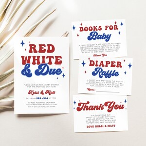 Red White and Due Baby Shower Invitation, 4th of July Baby Shower Invite, 4th July Baby Shower, Patriotic Shower, American Baby Shower