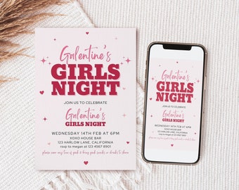 Galentine's Girls Night uitnodiging Canva sjabloon, Girls Night Galentine uitnodigen, moderne Galentine uitnodiging, Galentine's Day uitnodiging