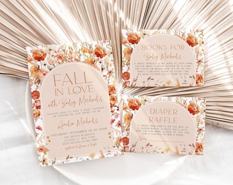 Fall in Love Baby Shower Invitation, Fall Wildflower Baby Shower Invite, Fall Baby Shower Invitation, Gender Neutral, Baby Shower Suite