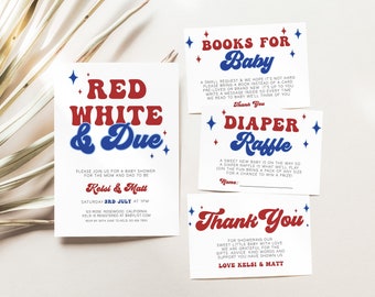 Red White and Due Baby Shower Invitation, 4th of July Baby Shower Invite, 4th July Baby Shower, Patriotic Shower, American Baby Shower