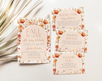 Fall in Love Baby Shower Invitation, Fall Wildflower Baby Shower Invite, Fall Baby Shower Invitation, Gender Neutral, Baby Shower Suite
