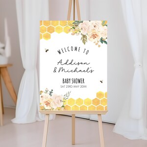 Little Honey Welcome Sign, Bee Baby Shower Decorations, Bee Baby Welcome Sign, Mommy to Bee Welcome Sign, Sweet as can Bee, Template 18x24