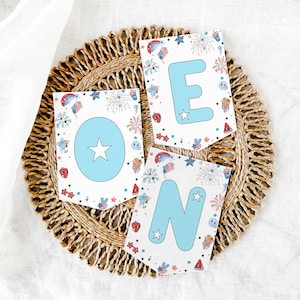 One American Dude Highchair Banner, One Highchair banner, 4th of July Birthday Decor, Summer Birthday Decor, Red White and Blue, Template