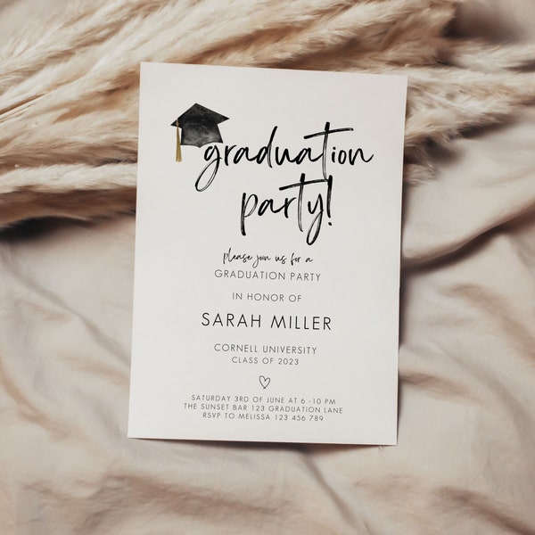 Graduation Party Invitation, Graduation Invitation Template, high School Graduation, Graduation Party Invite, Editable Template