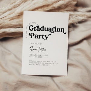 Graduation Invitation Template, Graduation Invitation, Modern Grad Invitation, Graduation Invite, Minimal, Her, Editable Template image 1