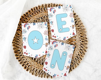 One American Dude Highchair Banner, One Highchair banner, 4th of July Birthday Decor, Summer Birthday Decor, Red White and Blue, Template