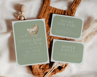 Boho Baby Shower Invitation Sage, Boy Boho Baby Shower Invite, Baby Shower Invitation Boy, Modern Boho Baby Shower, Editable Template