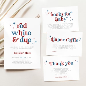 Red White and Due Baby Shower Invitation, 4th of July Baby Shower Invite, 4th July Baby Shower, Patriotic Shower, American Baby Shower
