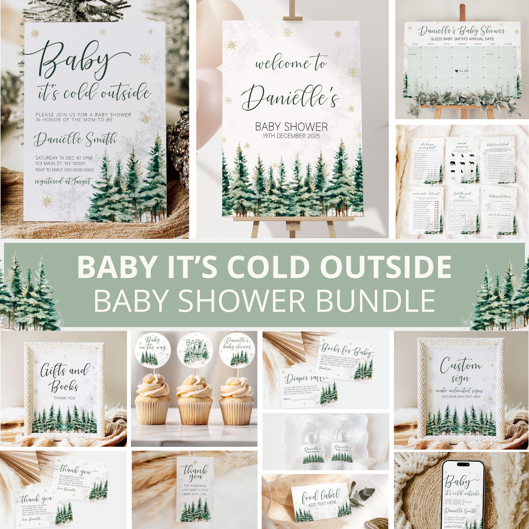Baby It's Cold Outside Baby Shower Bundle, Winter Baby Shower Invitation, Snow Baby shower, Baby It's Cold Outside Shower Decor, Template