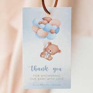 Bearly Wait Baby Shower Favor Tag, Bear Baby Shower Tag, Favor Tag Printable, Bearly Wait Thank you Tag, Editable Template