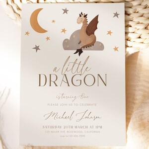Drachen-Geburtstags-Einladung, Drachen-Geburtstags-Einladung, Drachen-Einladung, bearbeitbare Vorlage 5 x 7 druckbar, sofortiger Download