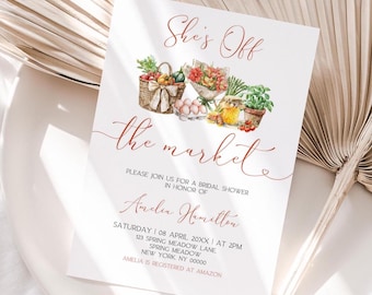 She's Off The Market Bridal Shower Invitation, Farmers Market Bridal Shower Invite, Off the Market Bridal Shower Invite, Canva Template