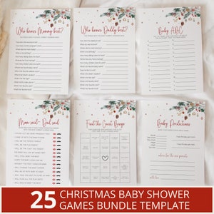 Merry Little Baby Shower Games Bundle, Christmas Baby Shower Games, Neutral Baby Shower, Winter Baby Shower, Editable Games Bundle