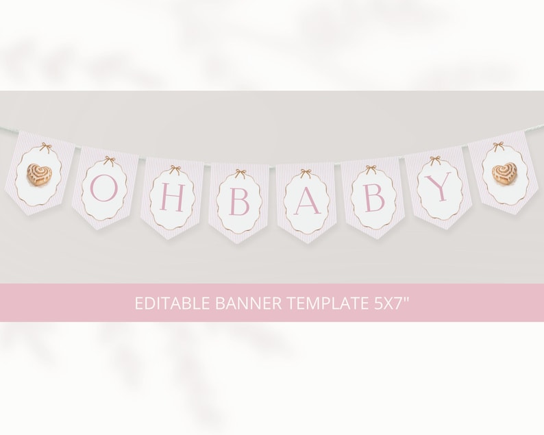 Rosa bulle i ugnen babyshowerpaket, randigt, bulltema, duschdekorationer, flickabebis bild 6