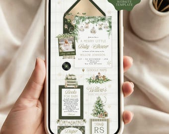 Merry Little Baby Shower Invitation Website, Website Template, RSVP Invitation, Christmas Digital Invite (Digital Download)