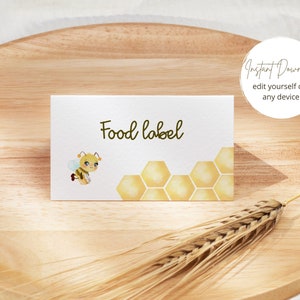 Etiqueta de comida del primer día de la abeja, etiqueta de comida del primer día de la abeja imprimible, etiqueta de cumpleaños de la abeja imprimible 3.5x2 pulgadas