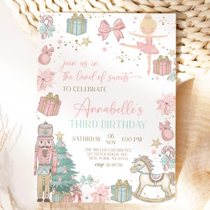 Nutcracker Birthday Invitation, The Nutcracker Invitations, Nutcracker Birthday Invite, Editable Template, Christmas Birthday Invitation