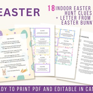 Editable Indoor Easter Egg Hunt Clues, Indoor Easter Scavenger Hunt, Easter Scavenger Hunt, Easter Egg Hunt, Letter from the Easter Bunny