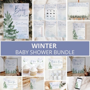 Winter Baby Shower Bundle, Christmas Baby Shower Invitation Bundle, Boy Baby Shower, Holiday Baby Shower Decor, Winter Baby, Template