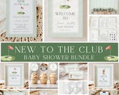New to the Club Baby Shower Bundle, Stripe Golf Baby Shower, Little Putter, Baby Shower Decoration, Welcome Sign, Games, Canva Templates