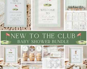 Baby Shower Bundle, Stripe Golf Babyparty, Little Putter, Babyparty-Dekoration, Willkommensschild, Spiele, Canva Templates