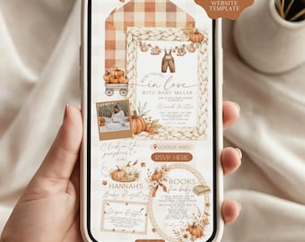 Boy Fall in Love Baby Shower Invitation Website, Boy Baby Shower, Canva Invitation Website Template (Digital Download)