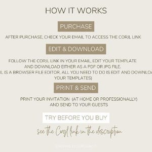 May include: How it works: Purchase, check your email for a link, edit and download your template using Corjl, a browser-based editor, then print and send. Try before you buy, see the Corjl link in the description.