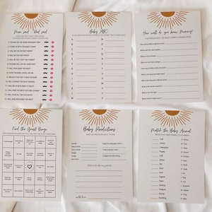Sun Baby Shower Games Bundle, 25 Baby Shower Games Bundle, Here Comes the Sun Baby Shower Games, PDF, Answers Included