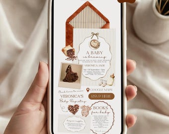 A Baby is Brewing Baby Shower Invitation Website, Coffee Baby Shower, Canva Invitation Website Template (Digital Download)