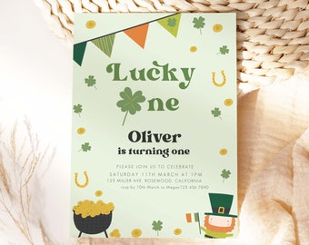 Lucky One Einladung, Lucky One First Birthday Boy, Shamrock Geburtstagseinladung, St Patricks Geburtstagseinladung, Shamrock 1. Geburtstag
