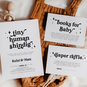 Tiny Human Shindig Invitation, Modern Baby Shower Invitation, Tiny Human Shindig Baby Shower Invitation Boy, Neutral Baby Shower Invite