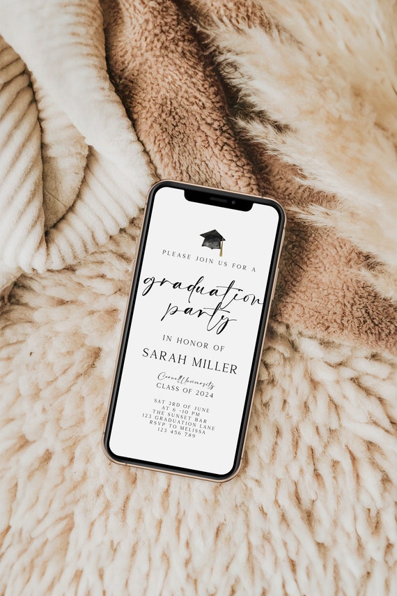 Graduation Party Evite, Grad Party Invite, Grad Party Invitation, Digital Invitation, SMS grad invitation, Editable Template