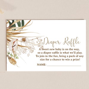 Boho Diaper Raffle Card, Baby Shower Diaper Raffle Card, Boho Baby Shower